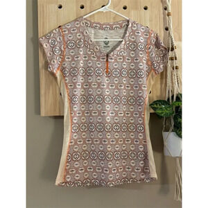 Club Ride Women Short Sleeve Equestrian Shirt MEDIUM Multicolor Floral Geometric